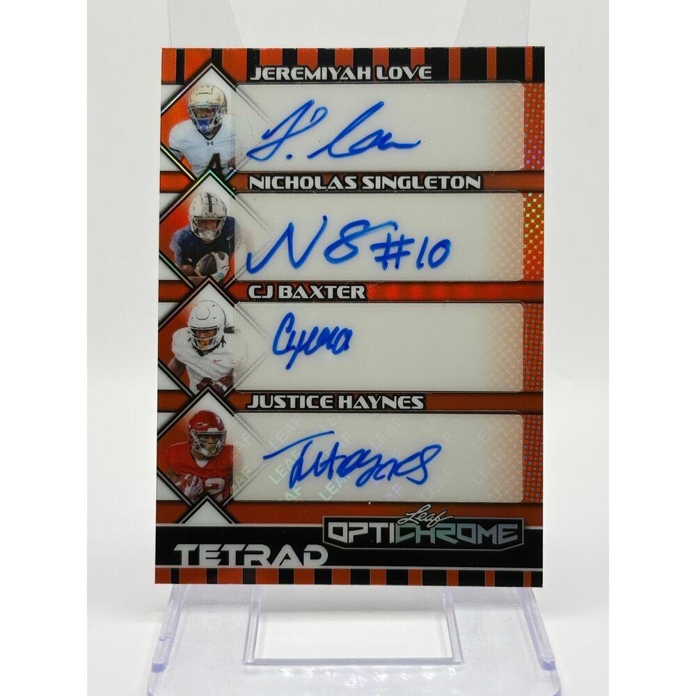 2025 Leaf Optichrome Jeremiyah Love Singleton CJ Baxter Haynes Quad Auto 1/1 SSP